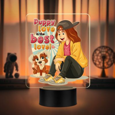 Puppy Love is The Best Love LED Night Light with Warm White Light, Dog Lover Gift Lamp for Baby, Toddler & Pet Lovers Cute Nursery & Bedside Decor Ideal Gift for Boys, Girls